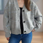 Striped Button Down V-Neck Long Sleeve Cardigan