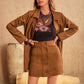 Button Up Collared Neck Jacket and Skirt Set