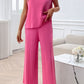 Devine Round Neck Short Sleeve Top and Pants Set