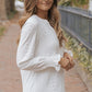 Openwork Notched Flounce Sleeve Blouse