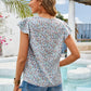 Full Size Ditsy Floral Round Neck Cap Sleeve Top