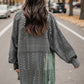 Openwork Button Up Long Sleeve Shacket
