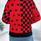 Plaid Round Neck Long Sleeve Sweater