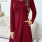 Round Neck Long Sleeve Mini Dress with Pockets