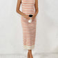 Round Neck Sleeve Midi Knit Dress