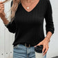 V-Neck Long Sleeve Knit Top