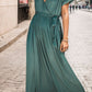 Surplice Tie Waist Short Sleeve Maxi Dress
