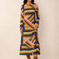 Contrast Round Neck Flare Sleeve Midi Dress