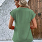 Full Size Decorative Button V-Neck Short Sleeve Blouse