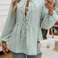 Devine Tied Striped Long Sleeve Blouse