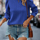 Textured Round Neck Long Sleeve Sweatshirt