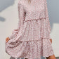 Frill Printed Mock Neck Long Sleeve Mini Dress