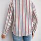 Perfee Contrast Striped Collared Neck Long Sleeve Shirt