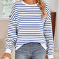 Lovelet Striped Round Neck Long Sleeve Sweatshirt