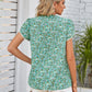Double Take Full Size Floral Notched Neck Blouse