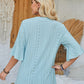 Eyelet Notched Half Sleeve T-Shirt