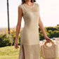 Slit Round Neck Sleeveless Sweater Dress