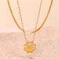 2 Piece 18K Gold-Plated Inlaid Zircon Lucky Clover Necklace