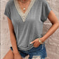 Full Size Lace Detail V-Neck Short Sleeve T-Shirt