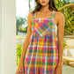 BiBi Bleached Vintage Plaid Wide Leg Overalls with Pockets - Brand BiBi