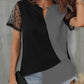 Color Block Notched Short Sleeve T-Shirt