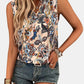 Printed Notched Sleeveless Top