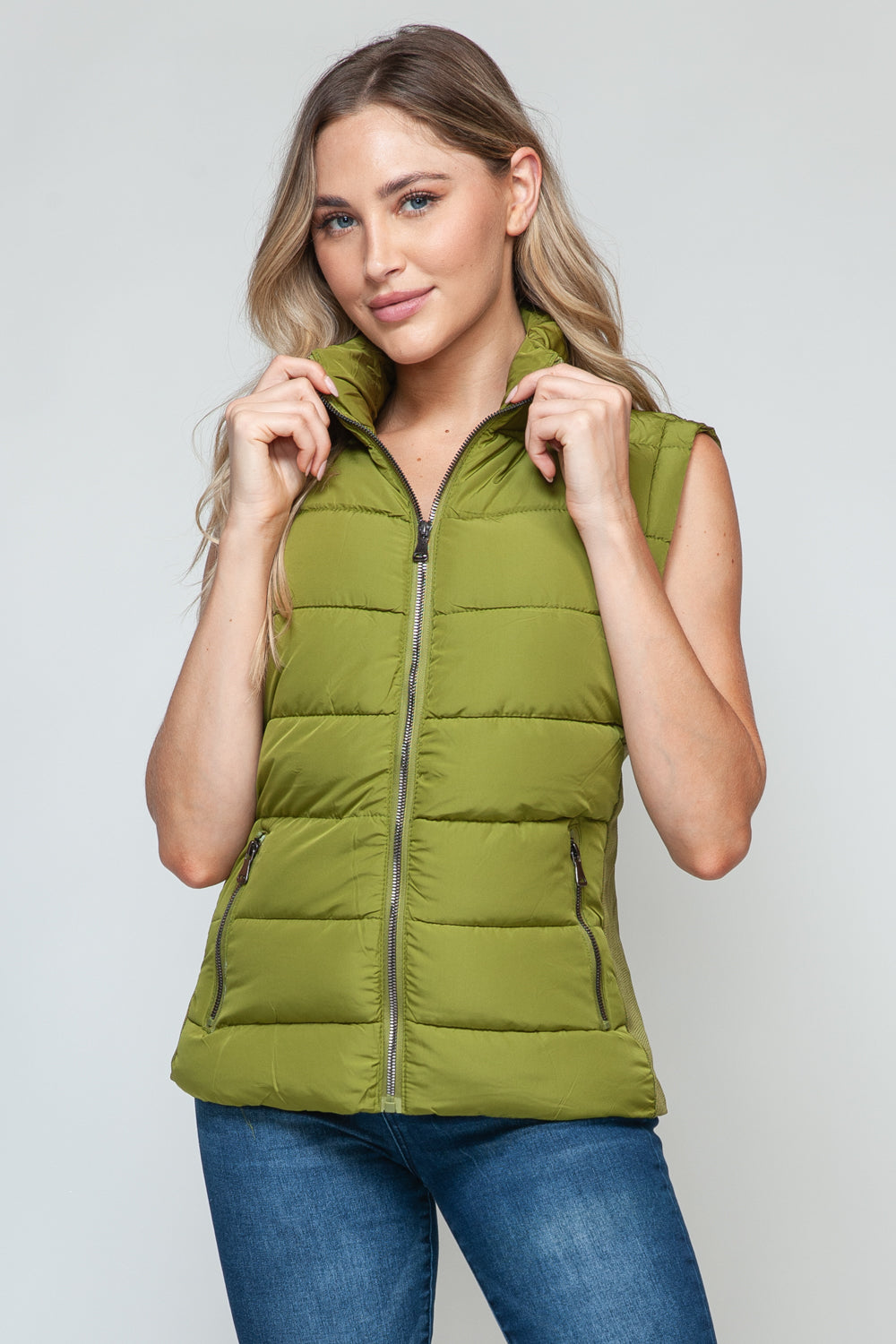 Snobbish Zip Up Turtleneck Vest with Pockets *