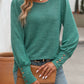 Full Size Decorative Button Round Neck Long Sleeve T-Shirt