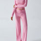 Devine Round Neck Long Sleeve Top and Drawstring Pants Set