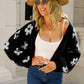 Angel Wings Flower Open Front Long Sleeve Cardigan