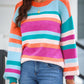 Striped Round Neck Drop Shoulder Sweater