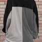 Color Block Collared Neck Long Sleeve Sweatshirt