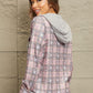 Double Take Plaid Long Sleeve Hooded Jacket