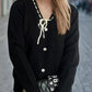 Tied V-Neck Long Sleeve Sweater