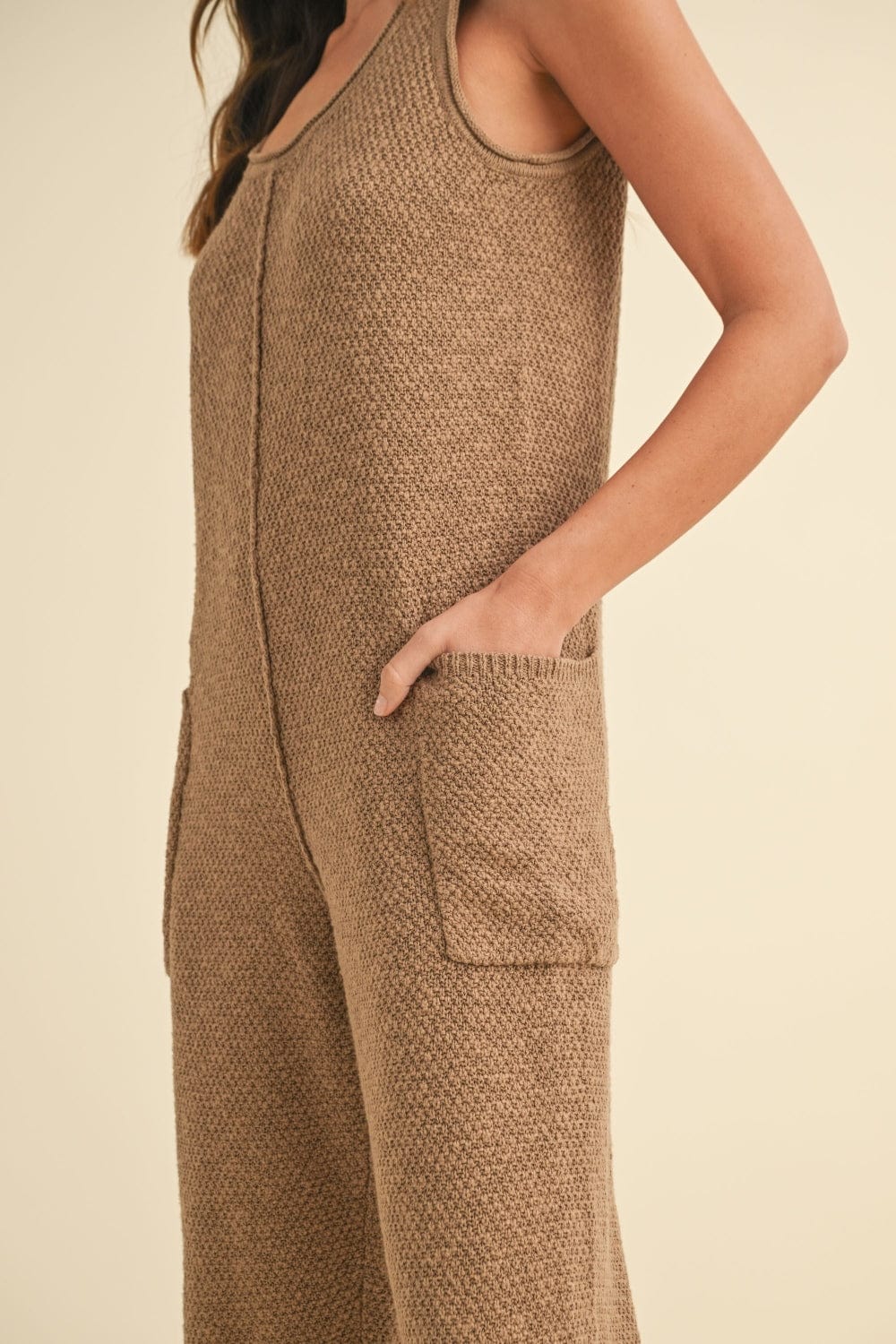 MABLE Sleeveless Knit Crop Jumpsuit with Pockets *