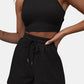 Full Size Round Neck Top and Drawstring Shorts Set