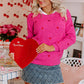 Heart Round Neck Long Sleeve Sweater