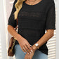 Openwork Round Neck Half Sleeve Knit Top