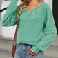 Full Size Cutout Round Neck Long Sleeve T-Shirt