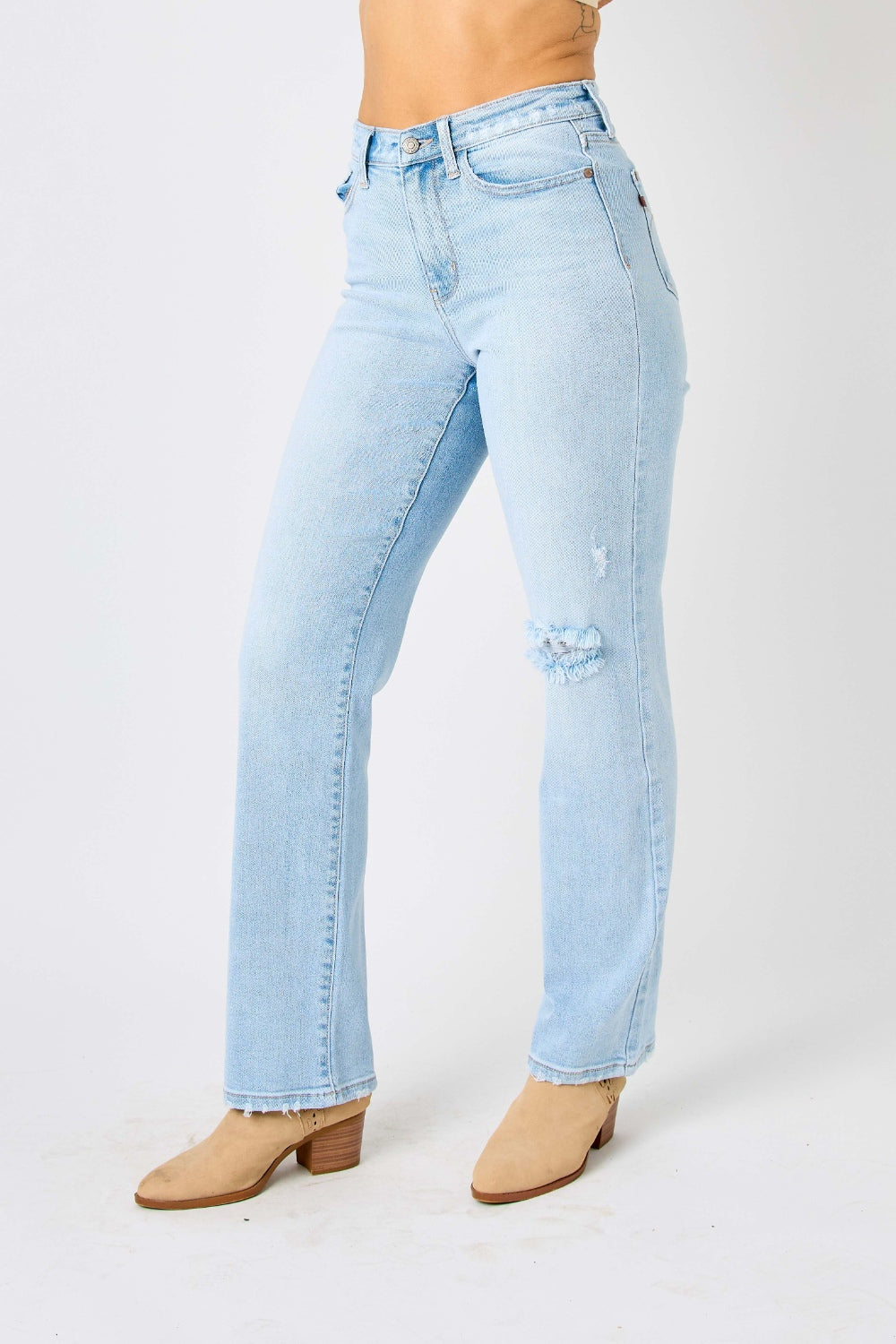 Judy Blue Full Size High Waist Distressed Straight Jeans *