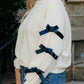 Contrast Bow Round Neck Long Sleeve Sweatshirt