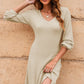 Texture V-Neck Long Sleeve Mini Dress