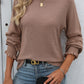 Ribbed Round Neck Long Sleeve T-Shirt
