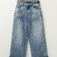 Washed Wide Leg Jeans with Pockets