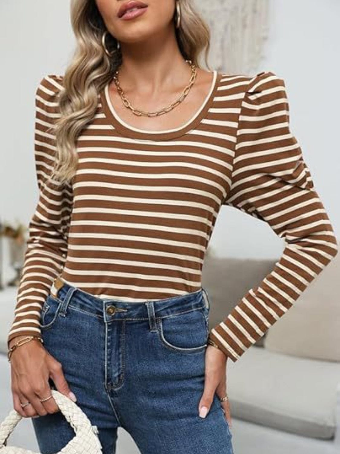 Full Size Striped Round Neck Long Sleeve T-Shirt