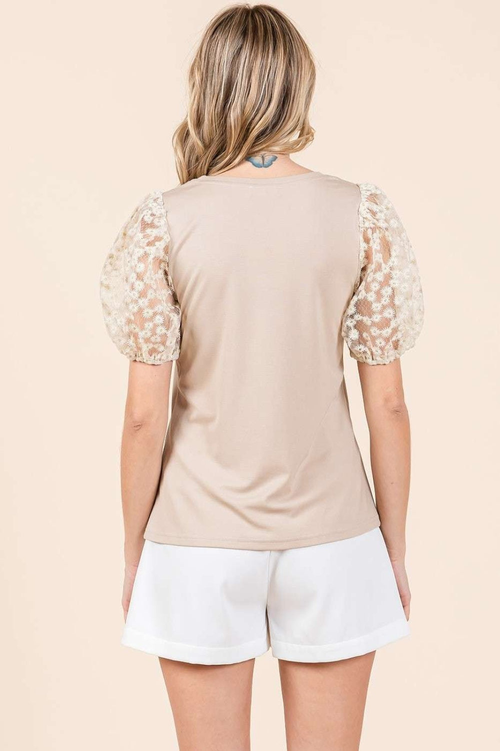 Mittoshop Round Neck Puff Short Sleeve Top *