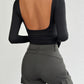 Backless Round Neck Long Sleeve T-Shirt