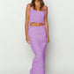 Square Neck Sleeveless Top and Ruched Skirt Set