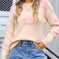 Flower Round Neck Long Sleeve Sweater