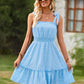 Square Neck Tie Shoulder Mini Dress